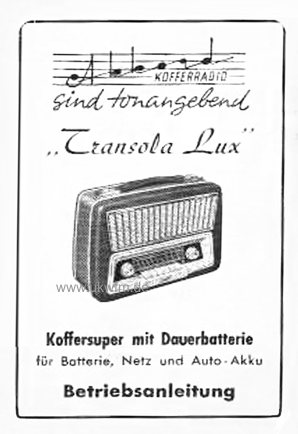 Akkord Transola Lux58 Bedienungsanleitung