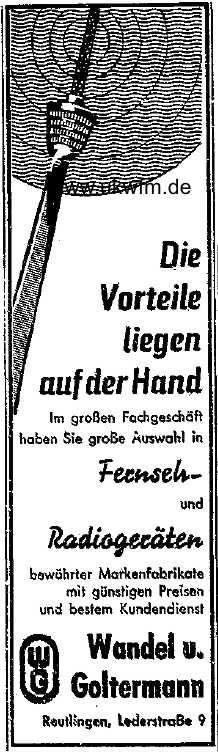 Wande&Goltermann Zeitungswerbung aus dem Jahr 1963